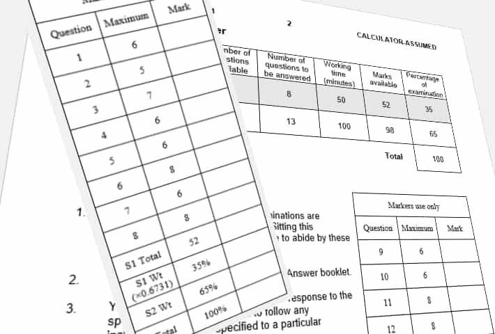 Example mark table